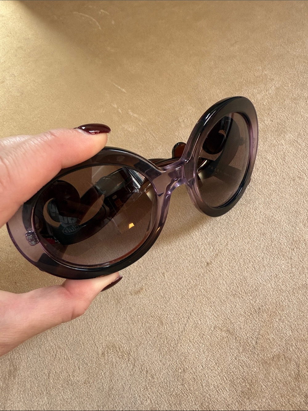 Prada Oversized Round Sunglasses in Translucent Purple - Picture 4 of 10